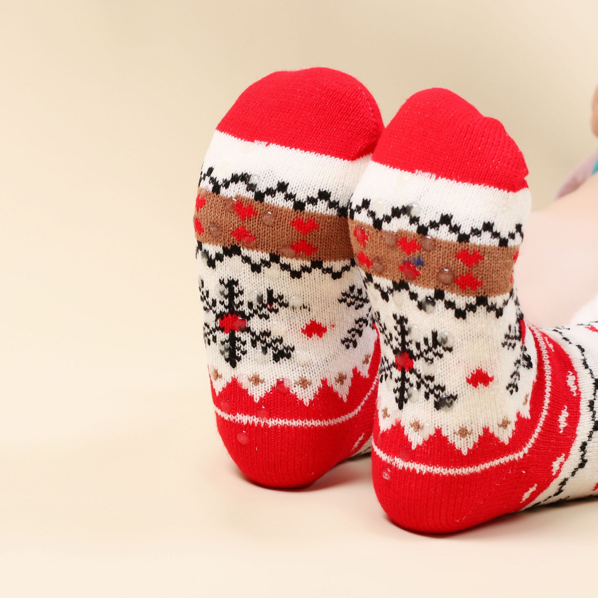 Fuzzy Slipper Socks Winter Nordic Style Knit Short Sock Sleeping Floor Sock